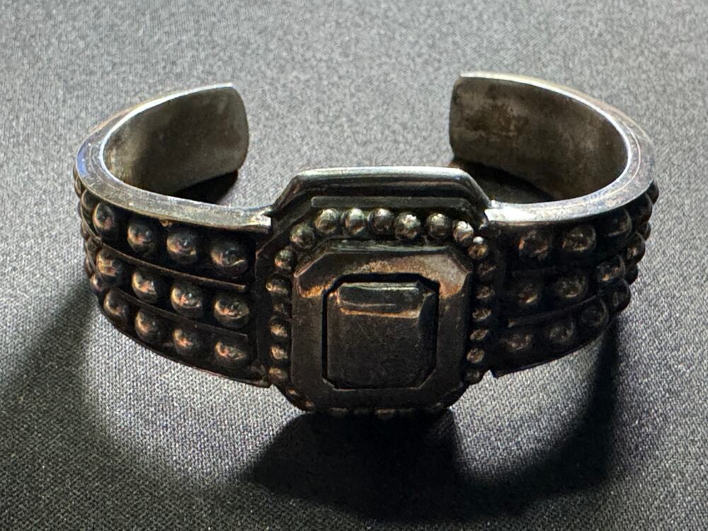 Vintage 925 Silver 82g Artisan Gothic Punk Oxidized 6in